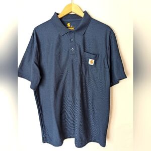 Carhartt Polo Shirt Original Fit Size XL regular Navy Blue Pocket Logo Casual